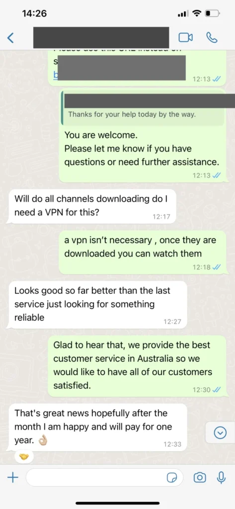 Mom IPTV WhatsApp support example 3